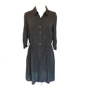 IZ Byer Black 3/4 Sleeve Button Down Dress